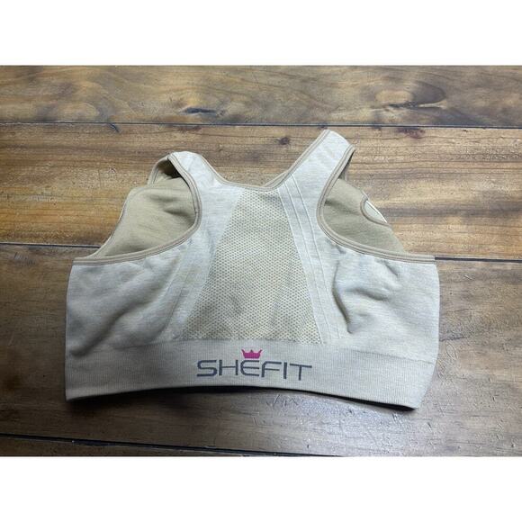 Shefit Perfect Lounge Sports Bra Honey Wheat - 1Luxe Seamless Zipper Front XS - Picture 3 of 10
